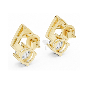 ต่างหูเพชรทรงเชฟรอนแบบกลม ขนาด 0.50-5.00 กะรัต เพชรเลี้ยงในห้องปฏิบัติการ ตัวเรือนทองคำแท้ ดีไซน์หรูหรา เรียบง่าย สง่างาม - Product Image 2