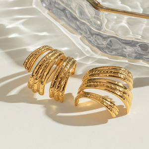 Cuff Earrings 18K Gold Stainless Steel Geometric Twisted Design Party Fashion Jewelry - Product Image 2