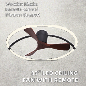 Ventilateur de plafond LED moderne avec lumière, <span class=keywords><strong>3</strong></span> pales en bois massif, moteur CC de 33 pouces, télécommande, 6 vitesses, intensité variable, homologué CB CE, directement de l'usine - Product Image 2