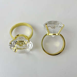 Nuevo anillo de servilleta de oro de boda de diamante de cristal transparente - Product Image 4