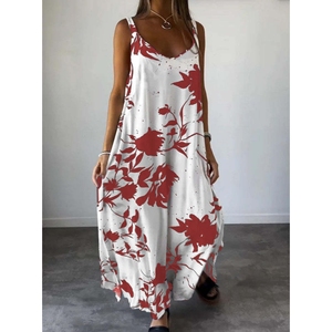 Nouvelles robes imprimées pour femmes, style halter, dos nu, col en V, tendance pour les vacances - Product Image 2