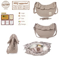 Sac Organisateur de Poussette en Coton Imprimé Personnalisé, Pochette de Rangement Tendance à Volants pour Maman, Sac à Couches Portable, Usine OEM ODM