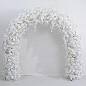 8 * 8ft Kunstmatige Bloem Rij Bruiloft Achtergrond Witte Hortensia Rose Bloem Boog Voor Bruiloft