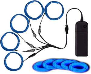 Jeu de fils électriques, 3 modes d'éclairage <span class=keywords><strong>Fil</strong></span> <span class=keywords><strong>électroluminescent</strong></span> portable alimenté par batterie - Product Image 1