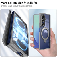 Funda Plegable Transparente Rígida y Resistente a Golpes para Teléfono Móvil con Soporte de Anillo para Samsung Galaxy Z Fold 8 7 Ultra