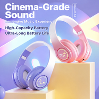 Casque sans fil Bluetooth V5.3 pliable Macaron à dégradé de couleurs, modèle B39, lumineux, pour enfants