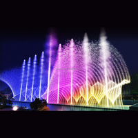 Fontaine musicale extérieure personnalisée avec lumières LED laser, construction en acier inoxydable, design de luxe pour hôtels et événements