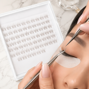 Extensions de cils individuels en grappes, en cheveux synthétiques marron, <span class=keywords><strong>velours</strong></span>, faits à la main, sans cruauté, 8-14MM, avec bande transparente - Product Image 1