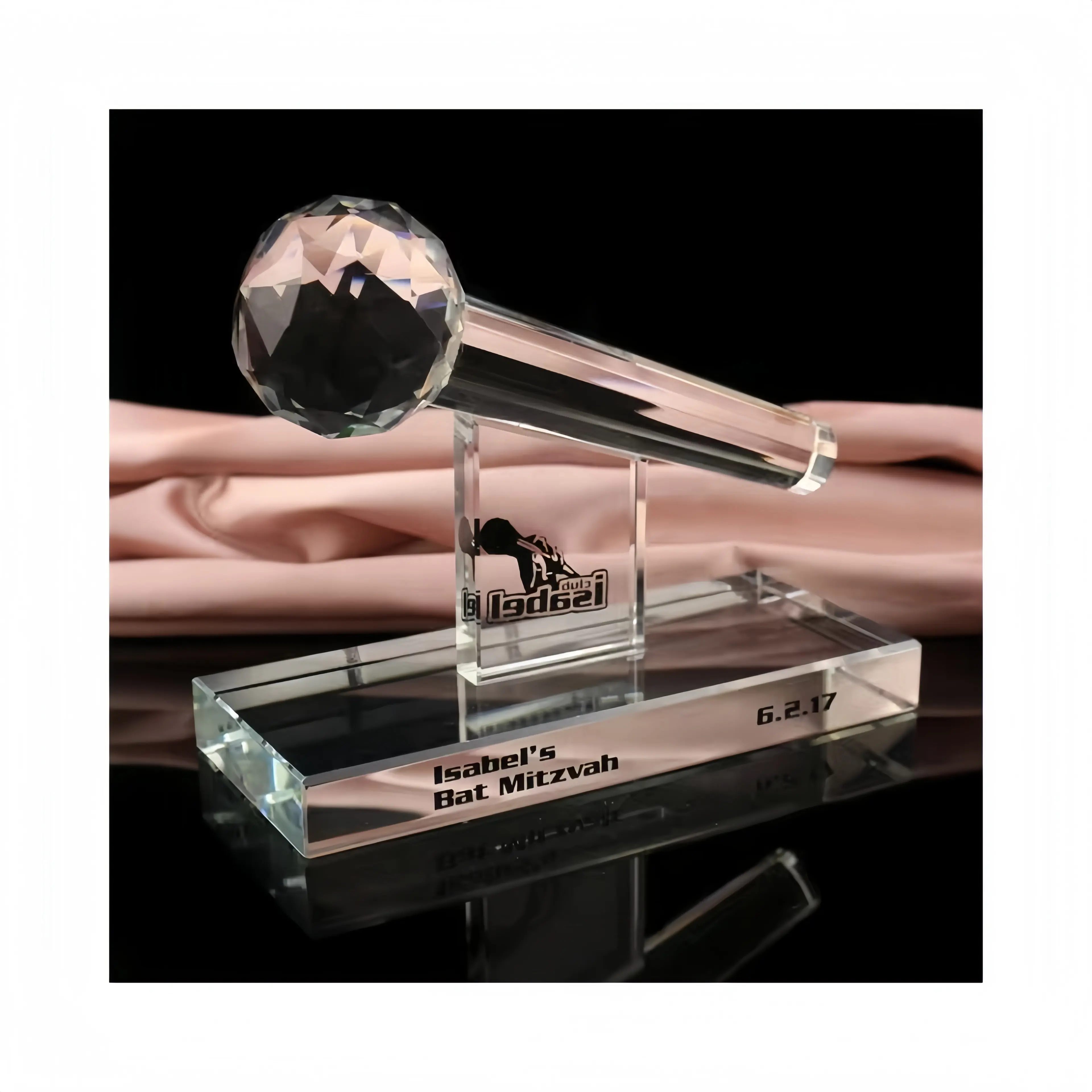 جائزة جائزة على شكل ميكروفون زجاجي كريستالي لهدايا الغناء