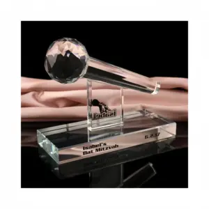水晶玻璃麦克风形唱歌礼物奖奖杯