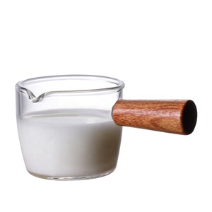 Qwz — nouvelle tasse en verre à poignée en bois, 50, 80ml, gobelet de mesure du lait, café, classique, à <span class=keywords><strong>bec</strong></span> unique - Product Image 1