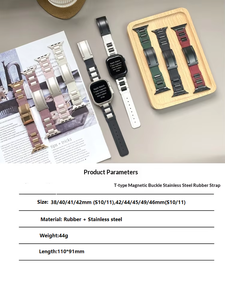 Bracelet de montre en acier inoxydable et caoutchouc pour Apple Watch S10 11 46mm Ultra 49mm SE 44mm, boucle magnétique sportive, vente en gros - Product Image 2