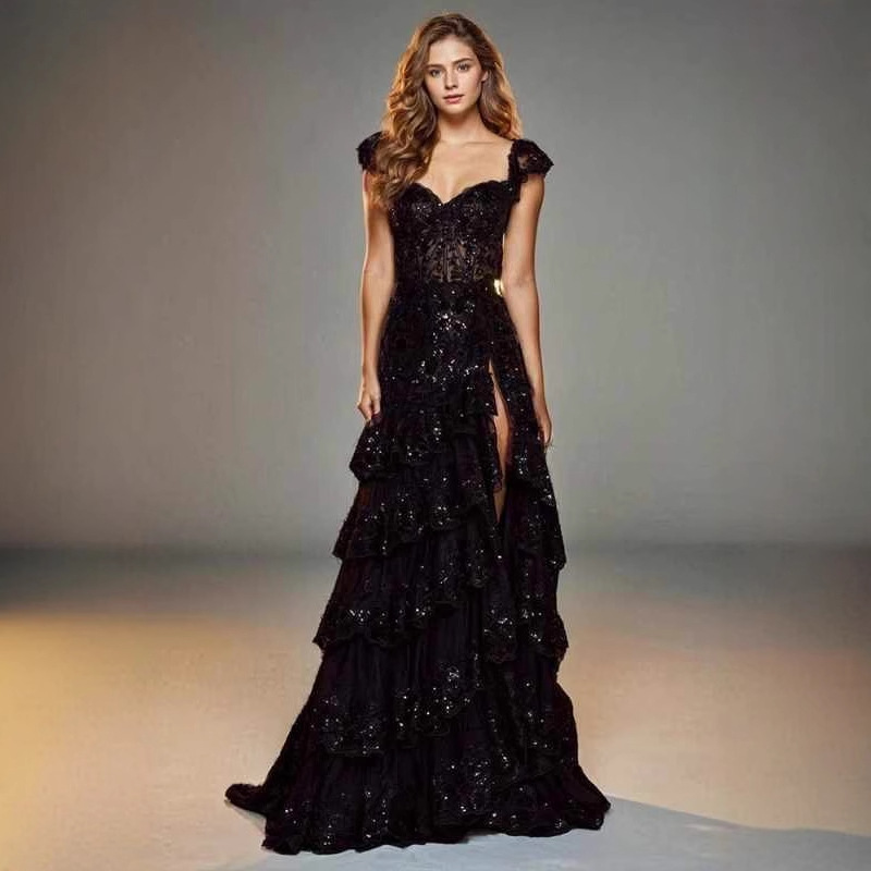 Luxury Beaded black color Plus Size Evening Dresses Sheer Jewel short sleeves a line Prom Dress for Wedding Party| Alibaba.com Luxury Beaded black color Plus Size Evening Dresses Sheer Jewel short sleeves a line Prom Dress for Wedding Party| Alibaba.com