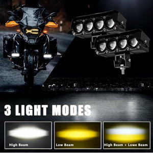 80W 8000LM毫米双色发光二极管雾灯智能户外6英寸驾驶摩托车辅助吊舱灯条2 pcs白色琥珀色 - Product Image 6