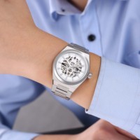 Royal Bear Luxus Unisex Mode Edelstahl Automatik Tourbillon Mechanische Uhr Wasserdicht mit Zeigerzifferblatt