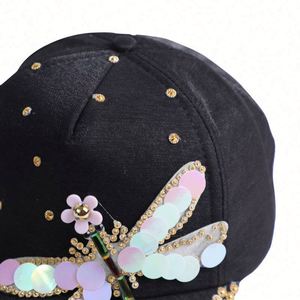 Casquette de baseball unisexe élégante à 5 panneaux en tissu courant, souple, à visière courte, effet cristal, vente en gros - Product Image 5