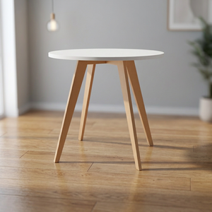 Table basse scandinave moderne avec plateau en stratifié blanc et pieds en bois pour le mobilier de salon - Product Image 4
