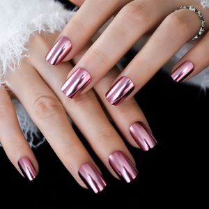 <span class=keywords><strong>Uñas</strong></span> postizas acrílicas de oro rosa decoración salón Squoval metálico de lujo a presión <span class=keywords><strong>en</strong></span> las <span class=keywords><strong>uñas</strong></span> - Product Image 6