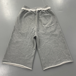 Pantalones Cortos de Algodón Grises para Hombre con Cintura Elástica y Borde sin Rematar, de Pierna Ancha, Ajuste Holgado, Estilo Casual, para Verano y Streetwear - Product Image 2