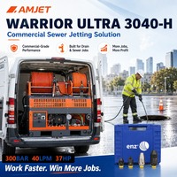 Nettoyeur de canalisations haute pression AMJET WS3040Ultra 300 bar 40 lpm, moteur essence 37 CV, haute pression pour le nettoyage des canalisations communautaires