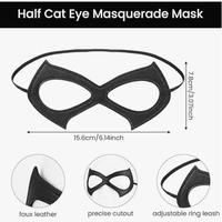 Luxe en cuir noir demi oeil de chat Costume masque Halloween Cosplay déguisement maquillage mascarade accessoires de fête