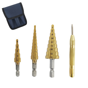 Forets étagés polyvalents 3-12/4-12/4-20mm (3 pièces) + poinçon de centrage automatique pour le marquage du <span class=keywords><strong>bois</strong></span>, du plastique et du métal - Product Image 6