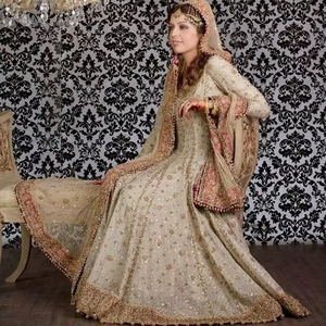 ATIYA LIBAS Superbe belle robe indienne/pakistanaise longueur de plancher lourd Zardozi broderie acétate matériel pour mariage-2019 - Product Image 6