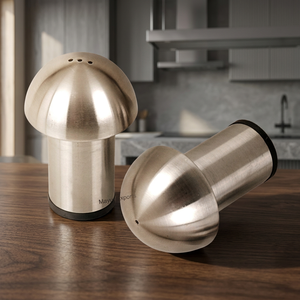 Ensemble salière-poivrière en acier inoxydable durable et écologique, forme champignon, avec couvercle, outils uniques pour herbes et épices (Métal) Mayur Exports - Product Image 3