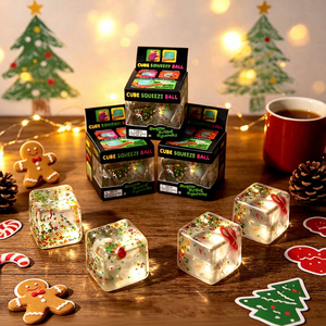 ของเล่นบีบก้อนน้ำแข็งคริสต์มาส กลิตเตอร์มอลโทสทรงสี่เหลี่ยม TPR บีบแล้วคืนรูปช้า บรรเทาความเครียด ของเล่นแปลกใหม่สำหรับเด็ก ขายส่ง - Product Image 4