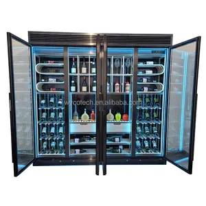 Bar Fridges Wine Bottle Cooler Buit-in Installation W/h Acrylic Shelf Cool Blue LED Light GlassDoor Wine Refrigerator Dual Zone