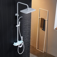 Luxe LED Salle De Bains Robinet De Douche Mural Piano Douche Mélangeurs Pluie Jet Pulvérisation Température Contrôlée Système En Laiton