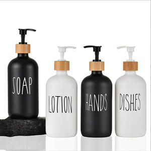 Flacon rond en verre pour désinfectant pour les mains, avec un aspect haut de gamme, adapté au gel douche, avec <span class=keywords><strong>pompe</strong></span> à pression et logo imprimé sur le flacon - Product Image 4