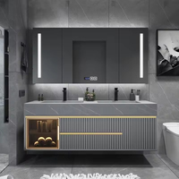 Nouvelle liste : Ensembles de meubles de salle de bain de haute qualité, miroir de coiffeuse en bois massif avec tiroir et lavabo sous-évier, coiffeuse moderne
