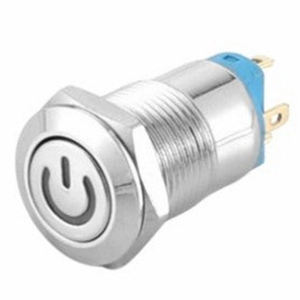 Interruptor de Botón Pulsador Ultracorto de Acero Inoxidable, Auto-Reiniciable, 12 mm (12-24 V Máx. 3 A), Rojo/Azul - Product Image 2