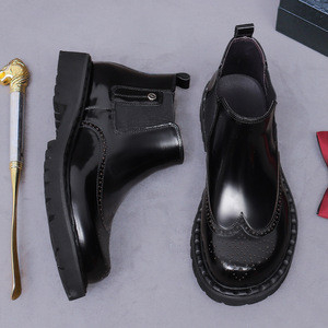 British-style business handmade retro men's shiny leather shoes with thick soles made of cowhide - Product Image 3