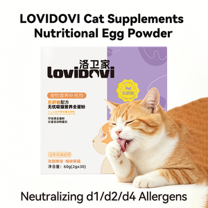 Lovidovi Polvo <span class=keywords><strong>de</strong></span> Yema <span class=keywords><strong>de</strong></span> <span class=keywords><strong>Huevo</strong></span> Nutritivo a Granel con Proteína IgY - Suplemento para Gatos que Reduce y Neutraliza los 3 Alérgenos Fel <span class=keywords><strong>D1</strong></span> OEM - Product Image 1