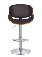 Tabouret de bar moderne en cuir marron et bois de noyer, avec accoudoirs, pivotant à 360 degrés, réglable en hauteur, pour bar à domicile