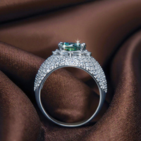 Bague de luxe Hip Hop en argent sterling 925 plaqué rhodium sertie de moissanite, 1 pièce, vente en gros, personnalisée pour homme