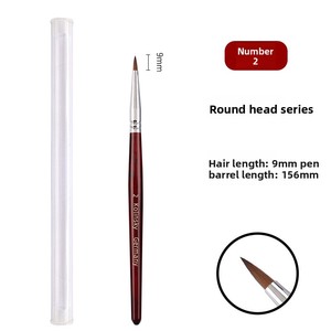 OEM <b>Red</b> Wood Handle Kolinsky Acrylic Nail Brush Custom Logo Manicure Painting Brush for Salon - Product Image 6