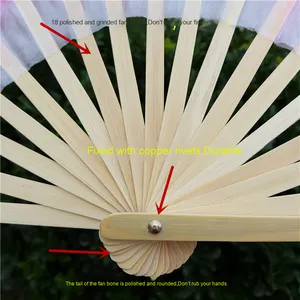 Abanicos de Bambú Hechos a Mano de 32 cm, Ecológicos, con Forro de Poliéster, Estilo Fiesta, Regalo de Boda, Artesanía - Product Image 2