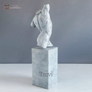 Buste en marbre décoratif pour la maison et l'hôtel, sculpture de torse masculin nu à vendre - Product Image 6