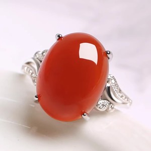 Elegant Oval Simulated Jade Green Chalcedony Open Ring Women Vintage Adjustable Jewelry Gift Bezel Setting - Product Image 2