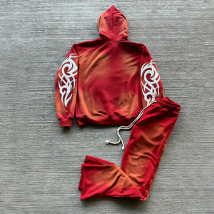 KINGSEN Ensemble sweat à capuche zippé et pantalon de survêtement en molleton bouclette pour homme, broderie appliquée, logo personnalisé, streetwear d'hiver, 100% coton - Product Image 4