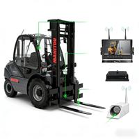 Sistema de Cámara de Marcha Atrás con IA y Detección de Punto Ciego para Montacargas de 7 Pulgadas, Monitor 720P, Detección de Peatones, Inalámbrico 2.4GHz, Largo Alcance de 30m, Diseño Estrecho