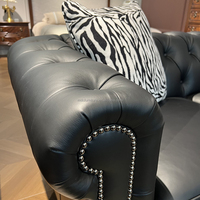 Ensemble de canapés carrés en cuir véritable de style Mid-Century avec rembourrage en éponge pour salon, appartement, hôtel, centre commercial et villa