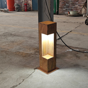Rusty Corten Steel Art Deco Weather Resistant LED Path <b>Light</b> Bollard Outdoor Patio Lamp Decorative <b>Post</b> <b>Light</b> - Product Image 1