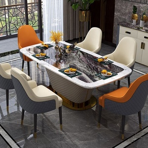 Bộ Ghế Fossil Wood <span class=keywords><strong>Stone</strong></span> Petrified Wood Luxury Onyx Marble <span class=keywords><strong>Stone</strong></span> Metal Agate Bàn Ăn - Product Image 5