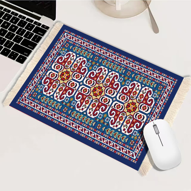 Custom Logo Persian Style Woven Rug Carpet Mouse Pad Non-slip Rubber Material Mouse Mat