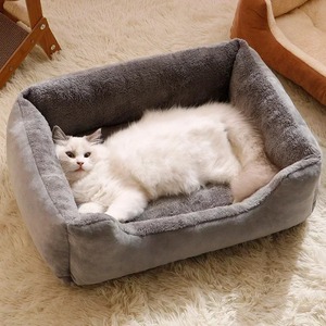 Lit pour chien et chat écologique à motif écossais avec housse amovible lavable, <span class=keywords><strong>coussin</strong></span> pour animaux de compagnie et fournitures d'<span class=keywords><strong>habitat</strong></span> - Product Image 1