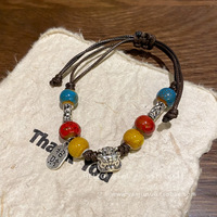 Nouveau bracelet en céramique vintage de style chinois, cordon perlé, style ethnique féminin, mode danse du lion, couple